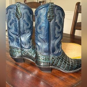 Classic Dark Blue Cowboy Western Boots Size 8 preowned